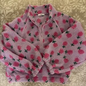 Floral Fleece Pullover in Pink and Purple